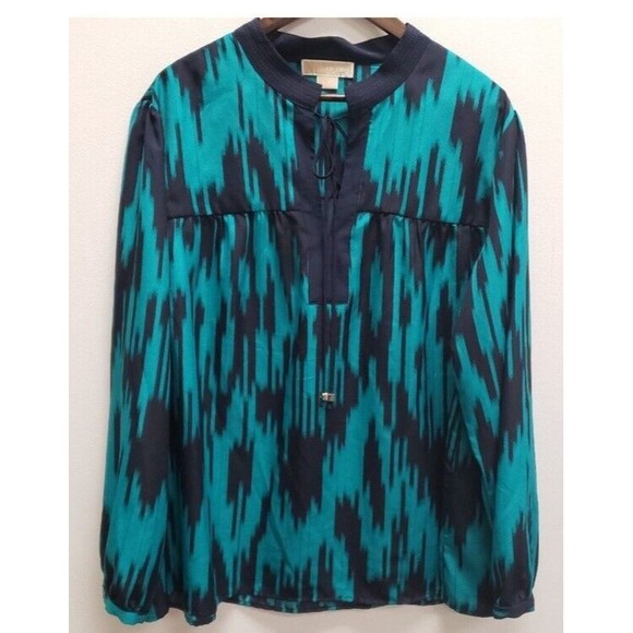 Michael Kors Cemetric Y Neck Tasseled Sheer Blouse - Size L Bohemian‎ - Picture 1 of 4